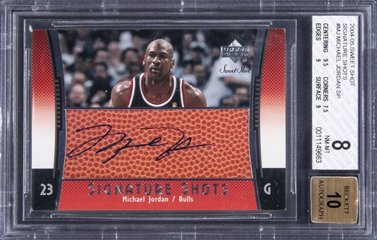 2004-05 Upper Deck Sweet Shot Signature Shots #MJ Michael Jordan Signed Card - BGS NM-MT 8, BGS 10